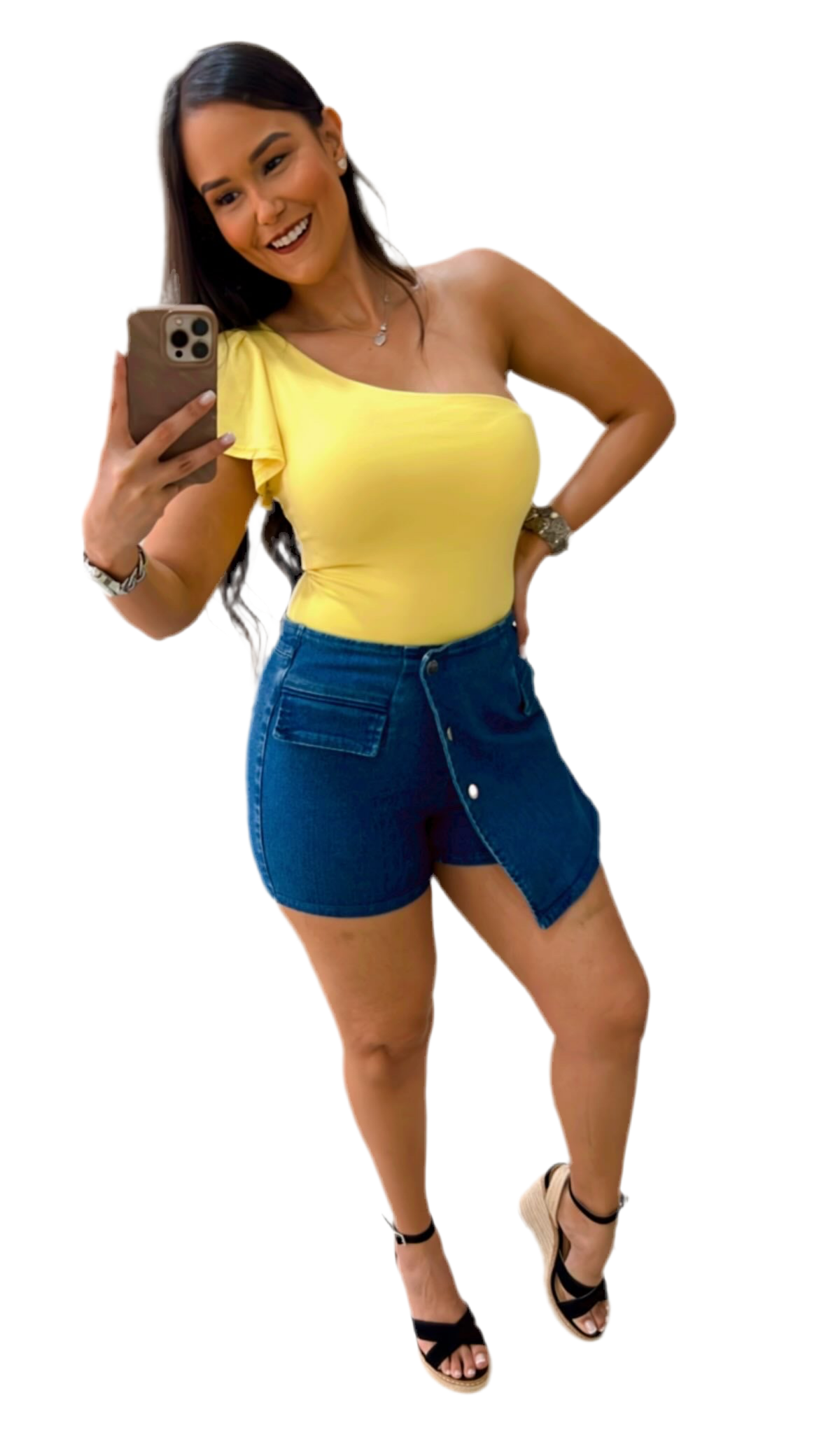 Blusa Amarilla Una Manga Vuelos