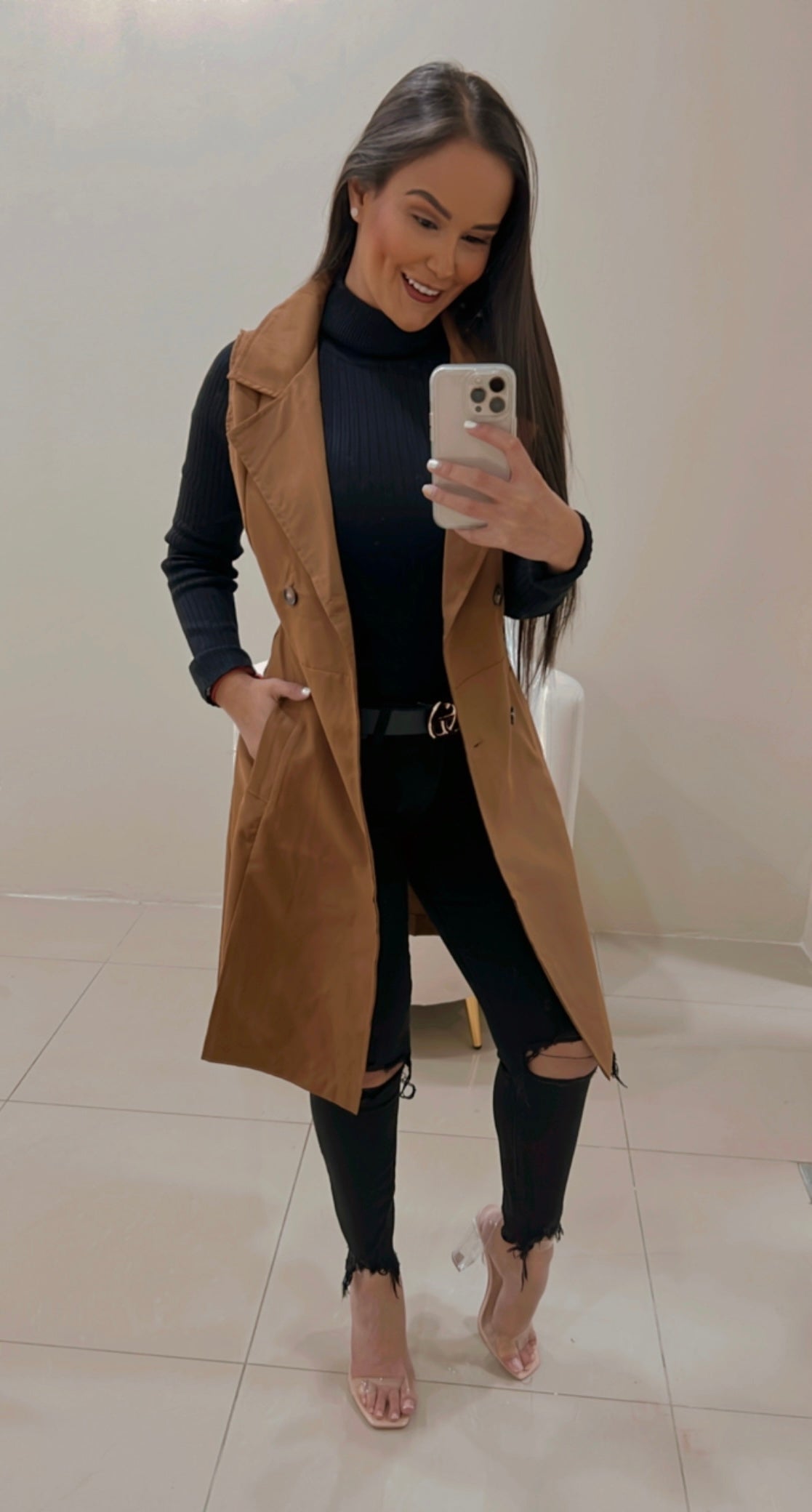 Gabardina Café Sin Mangas