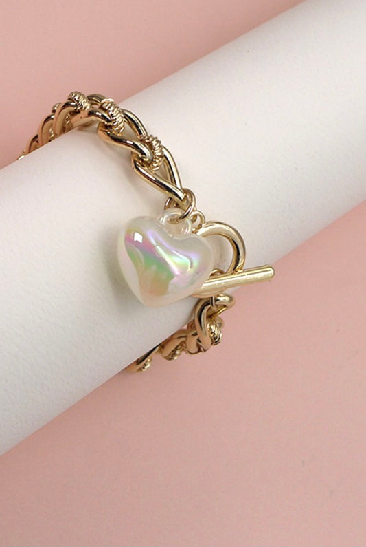Pulsera Dorada Corazon Tornasol