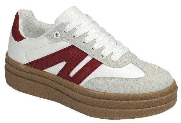 Tenis Gris con Vino Plataforma
