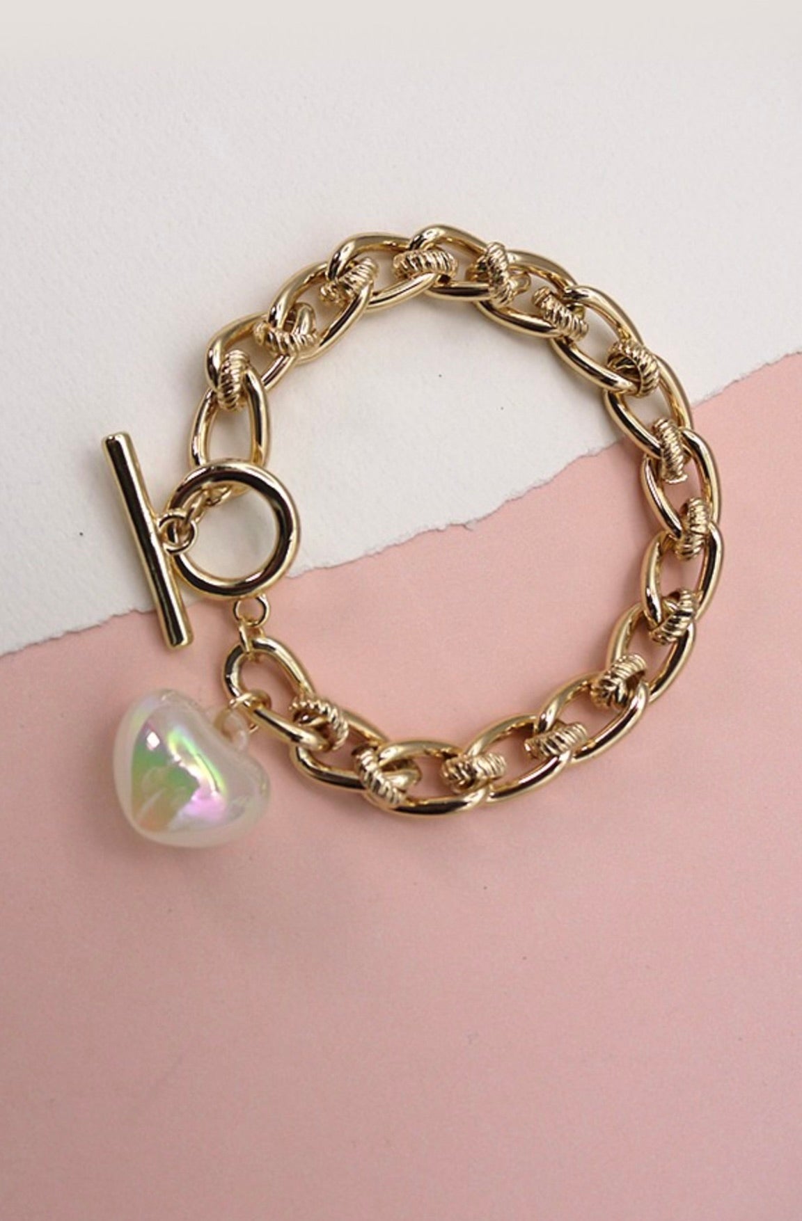 Pulsera Dorada Corazon Tornasol