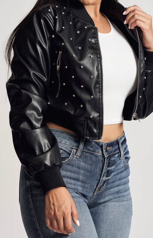 Jacket Cuerina Diamantitos