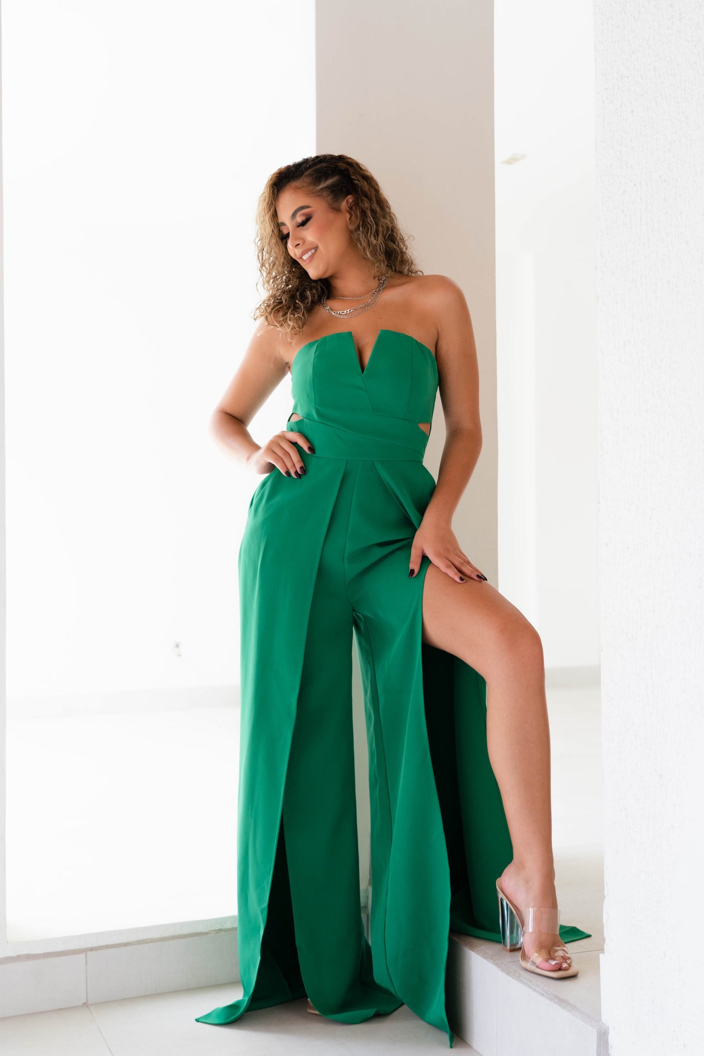 Enterizo Verde Strapless