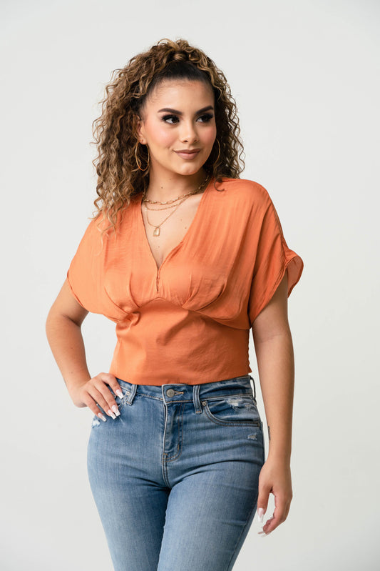 Blusa Terracota Elastico Cintura
