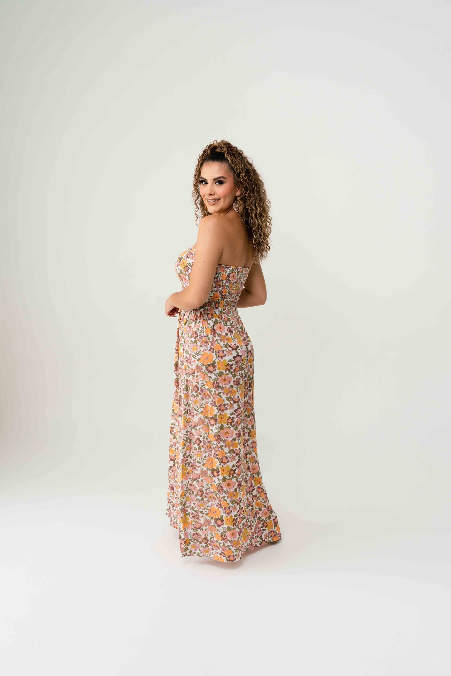 Maxi Vestido Strapless Floreado