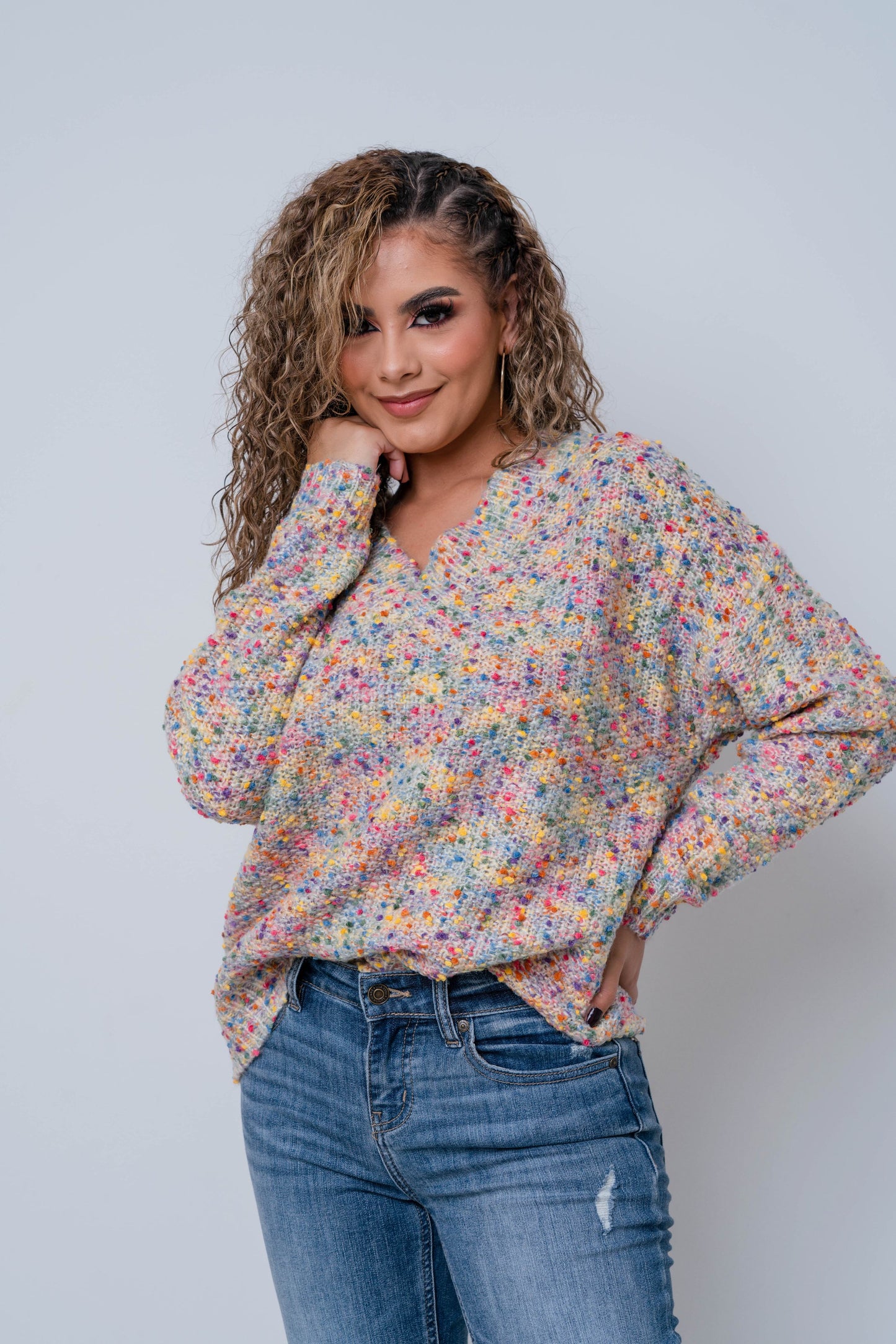 Sweater Beige Puntos Colores