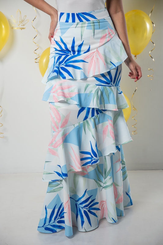 Falda Blanca Hojas Colores