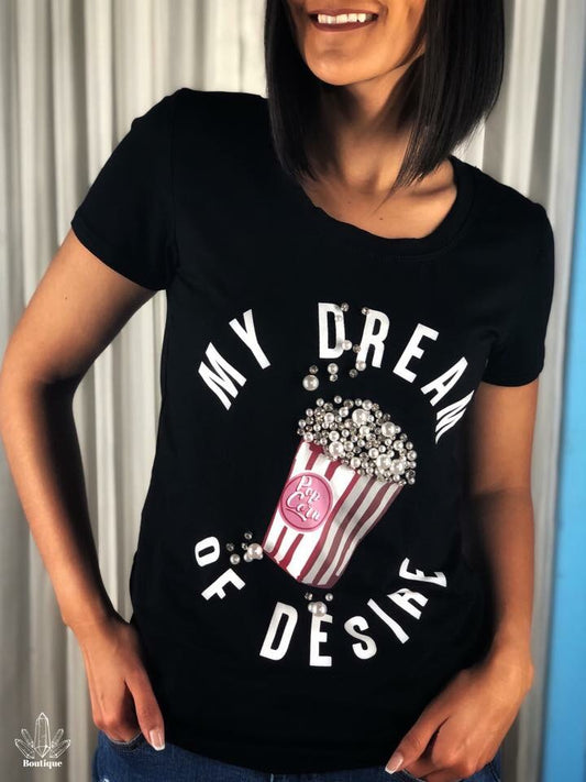 Blusa Negra Palomitas Manga Corta
