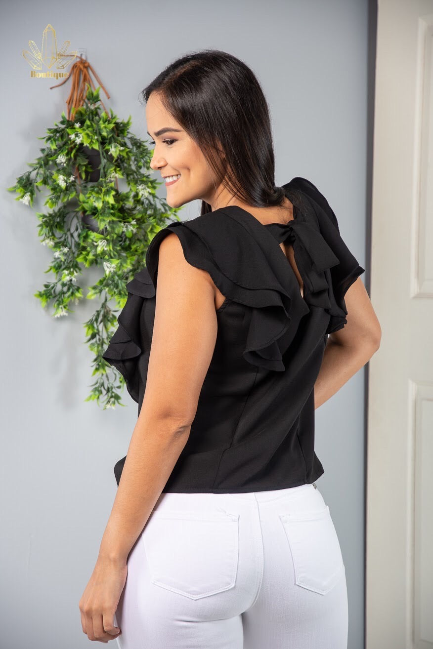 Blusa Negra Detalle Frente