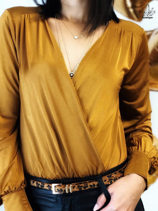 Bodysuit Camel Manga Larga