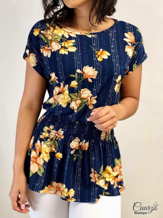 Blusa Azul Estampada