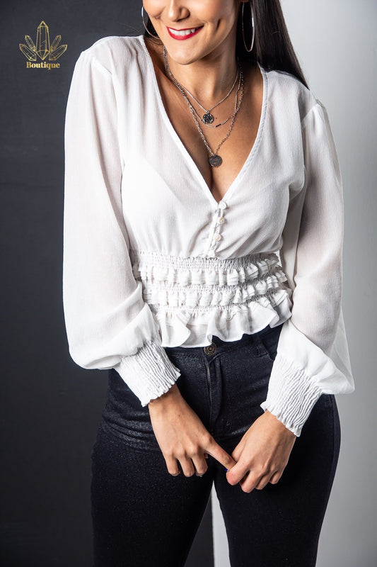 Blusa Blanca Manga Larga