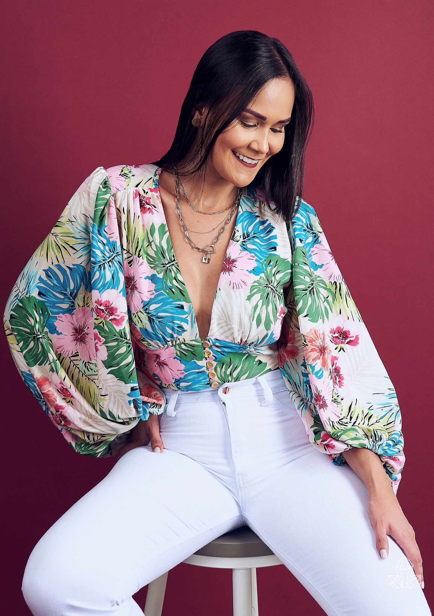 Blusa Manga Larga Floreada