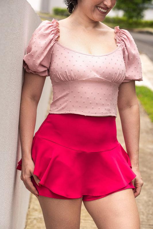 Blusa Manga Corta Elástico Espalda