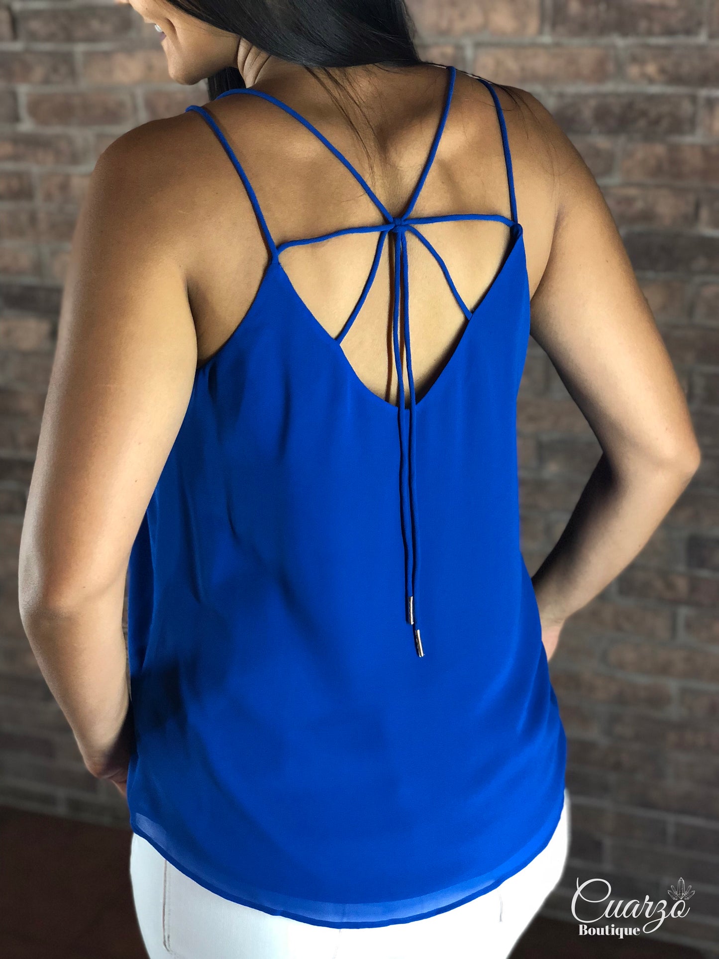 Blusa Azul Rey Tirantes Detalle Espalda