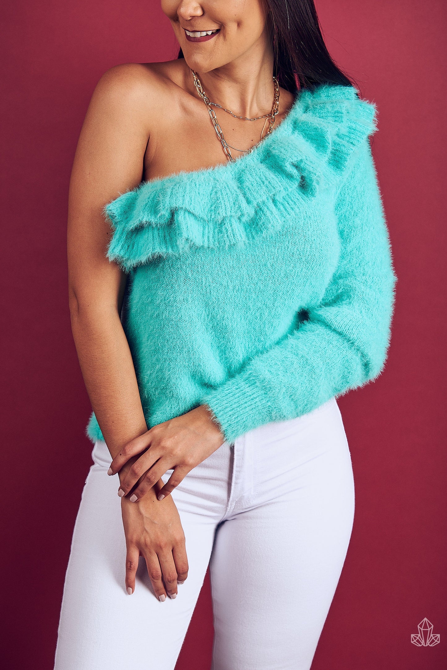 Sweater Turquesa One Shoulder