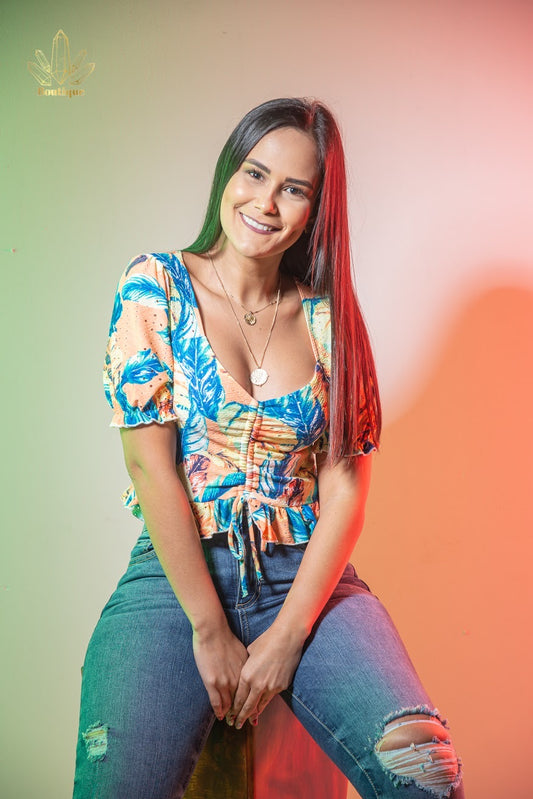 Blusa Naranja Estampada