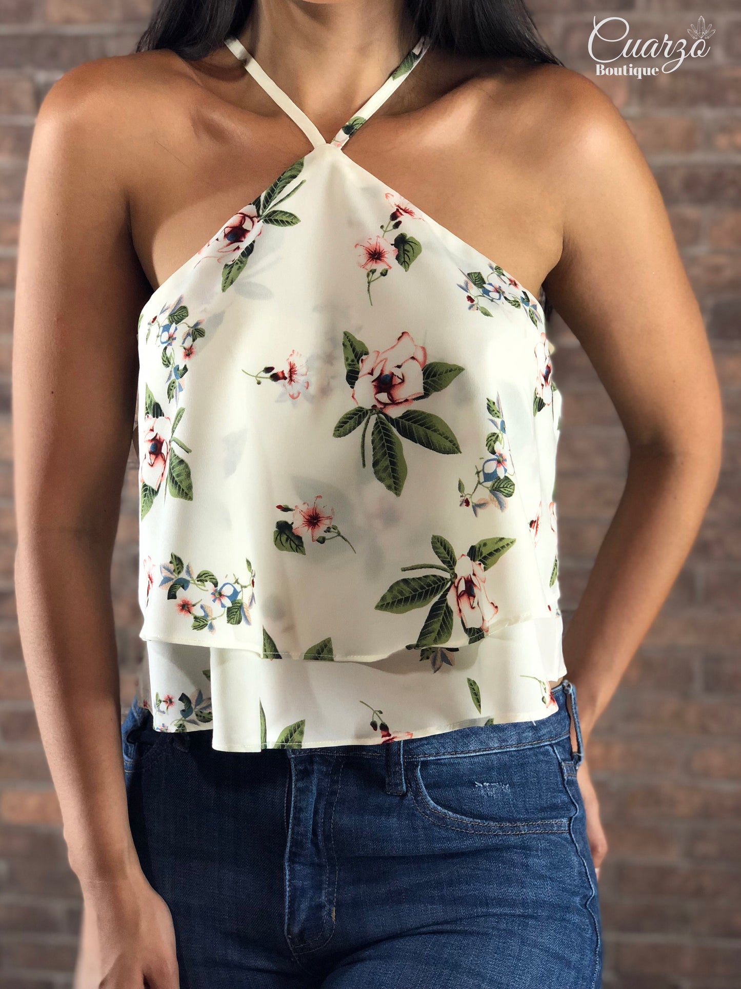 Blusa Blanca Floreada