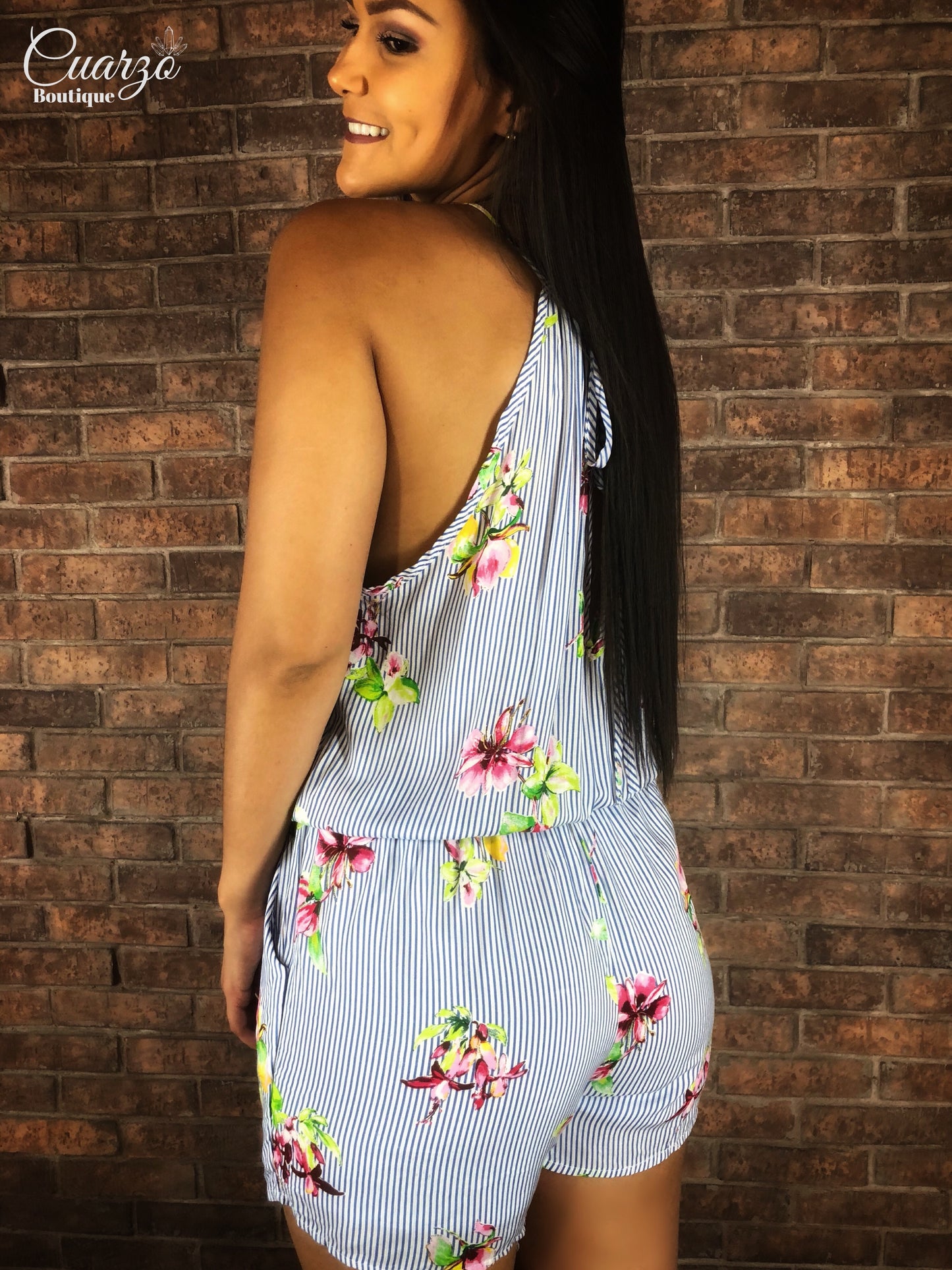 Romper Celeste Rayas Floreado
