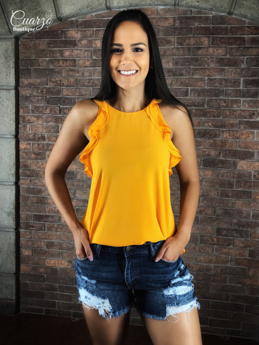 Blusa Naranja Vuelos Abierta Espalda