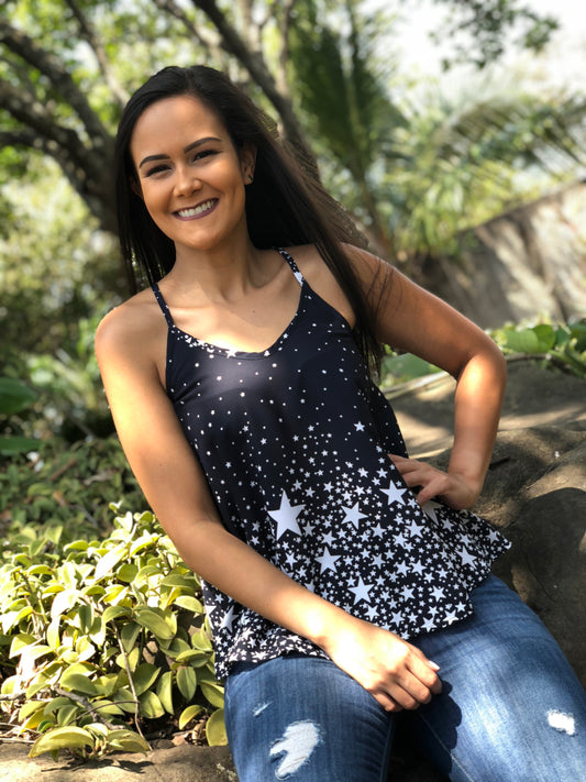Blusa Azul Tirantes Estrellas