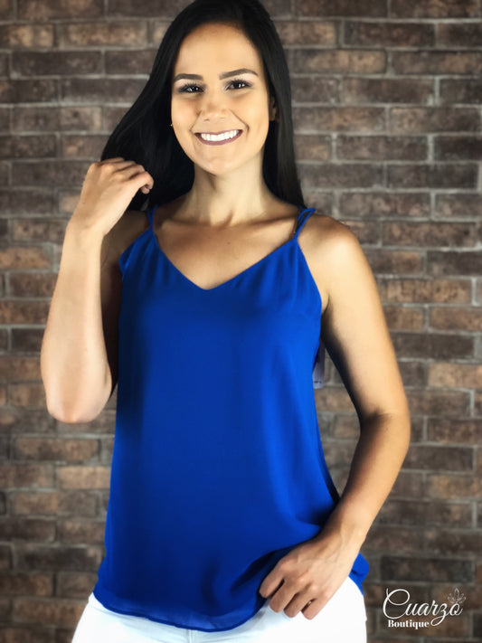 Blusa Azul Rey Tirantes Detalle Espalda