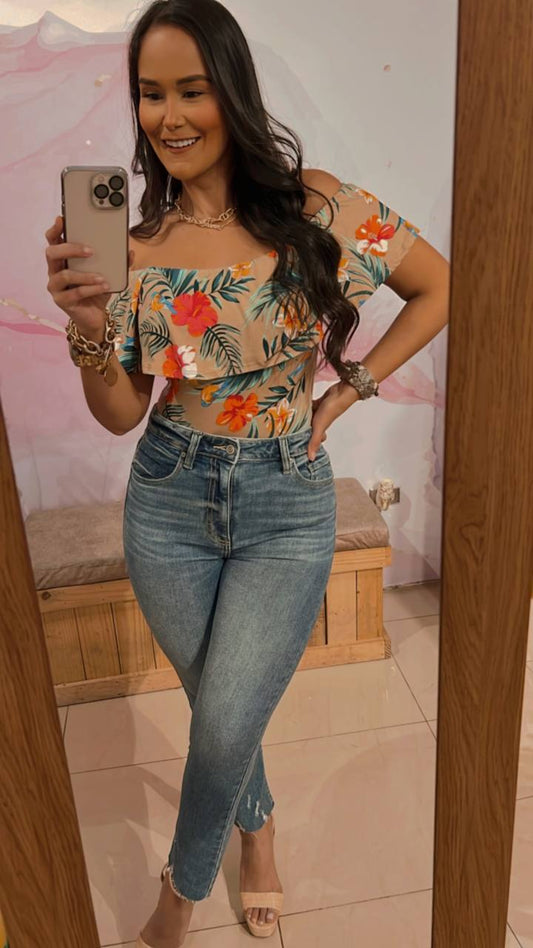 Bodysuit Beige Floreado
