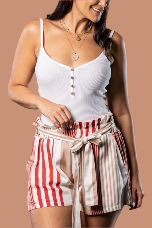 Short Beige Rayas Vino