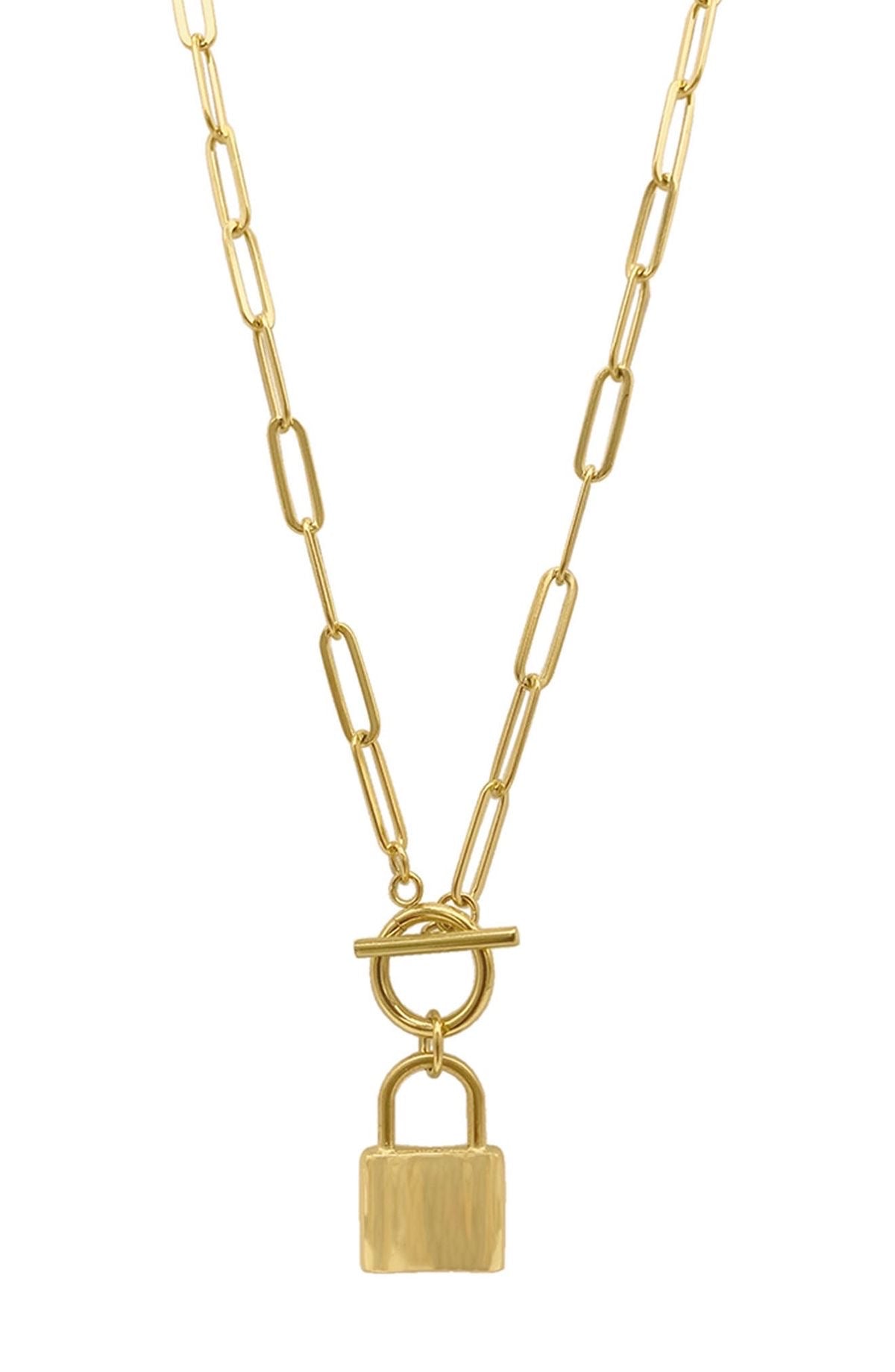 Collar Dorado Largo Candado