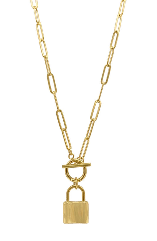 Collar Dorado Largo Candado