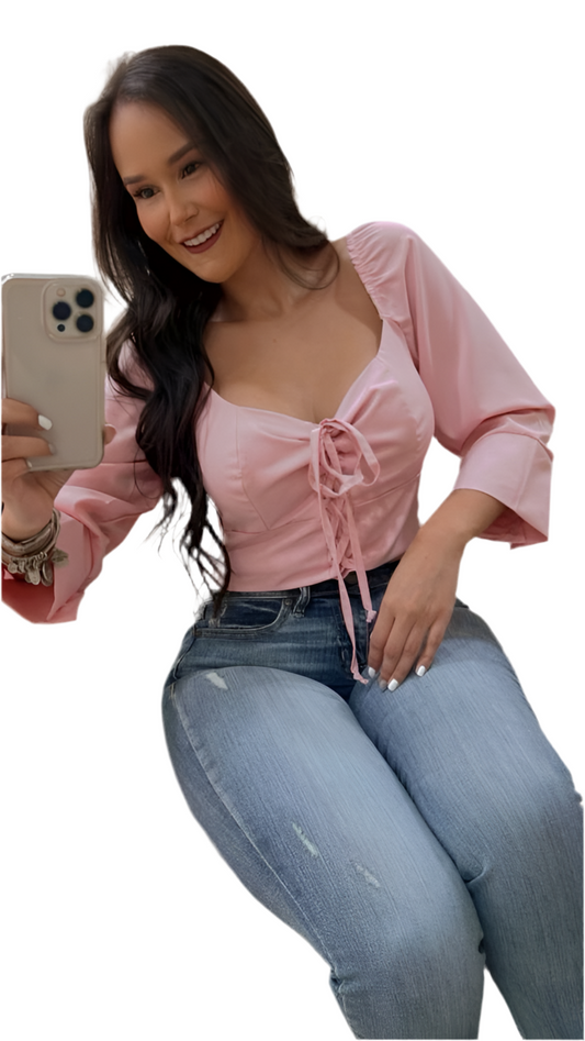 Blusa Manga 3/4 Cordon Frente