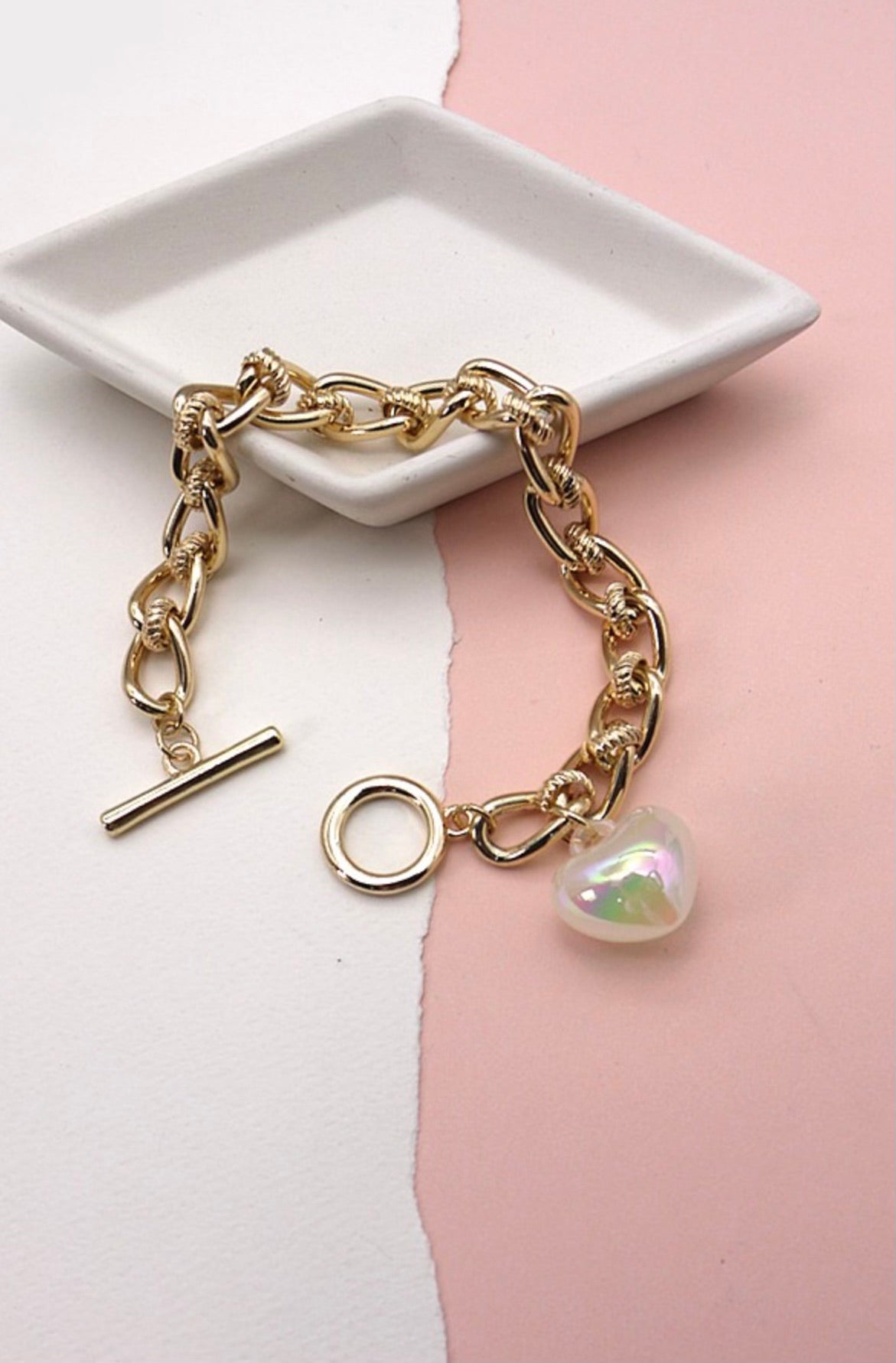 Pulsera Dorada Corazon Tornasol