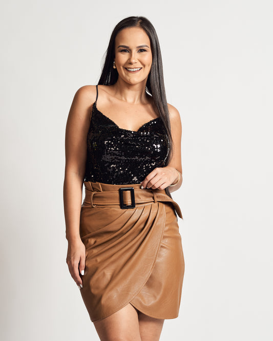 Bodysuit Negro Lentejuelas Tirantes