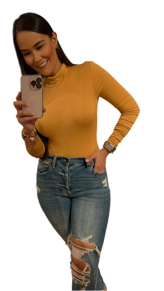 Bodysuit Manga Larga Cuello Tortuga