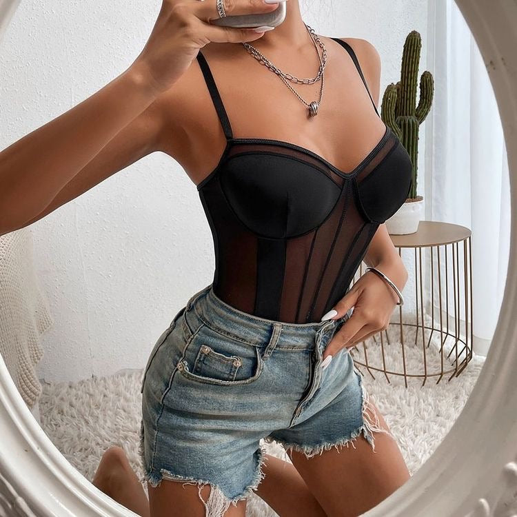 Bodysuit Negro Tirantes Transparencias