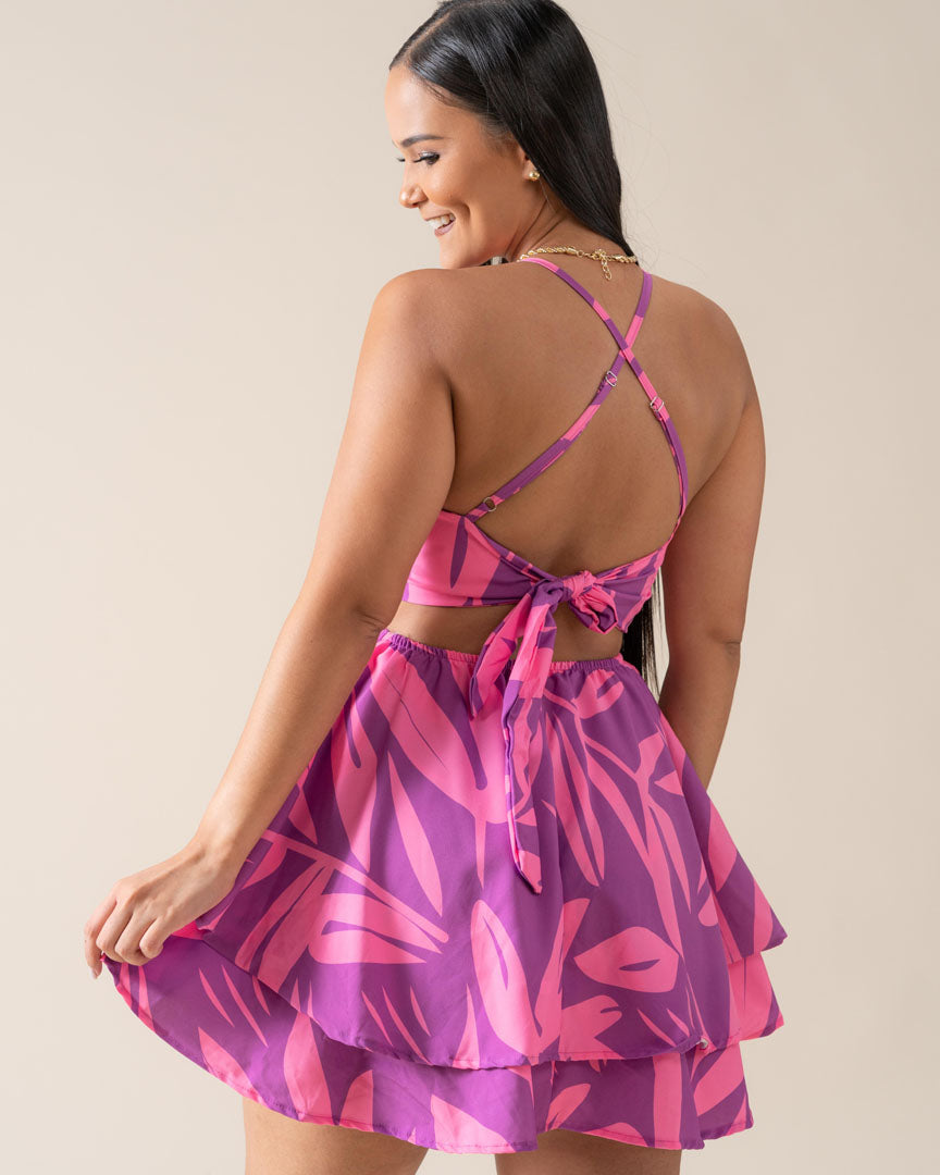 Vestido Estampado Tirantes Corto