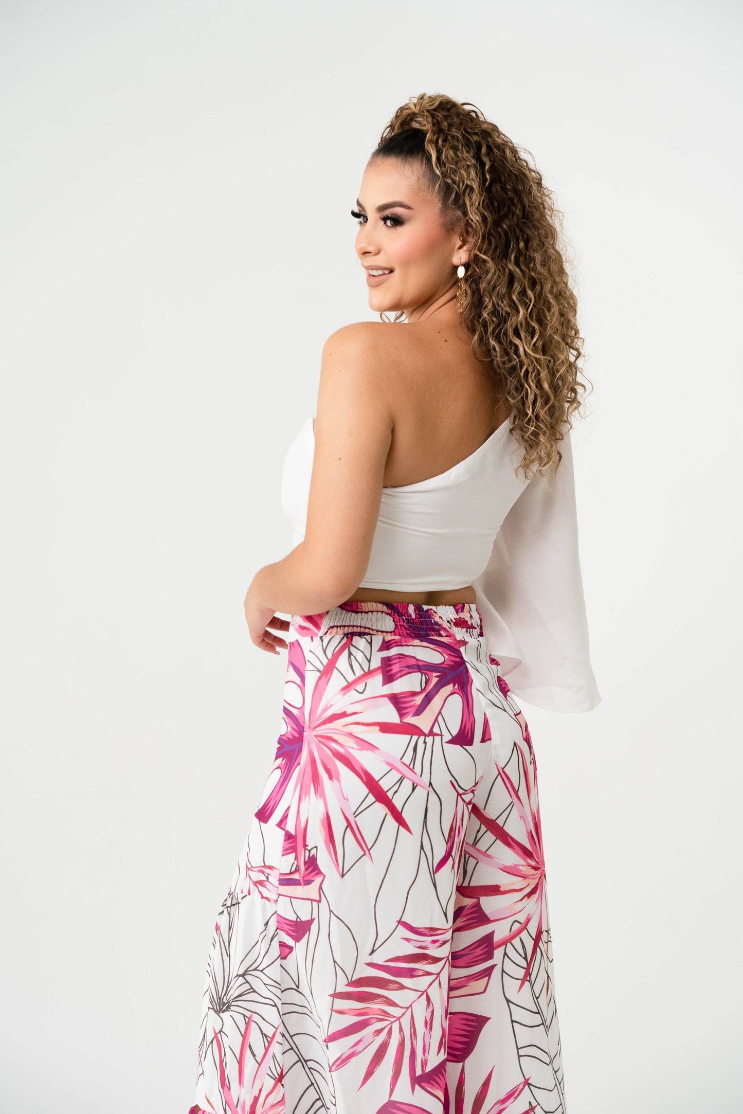 Conjunto Pantalon Hojas Fucsia