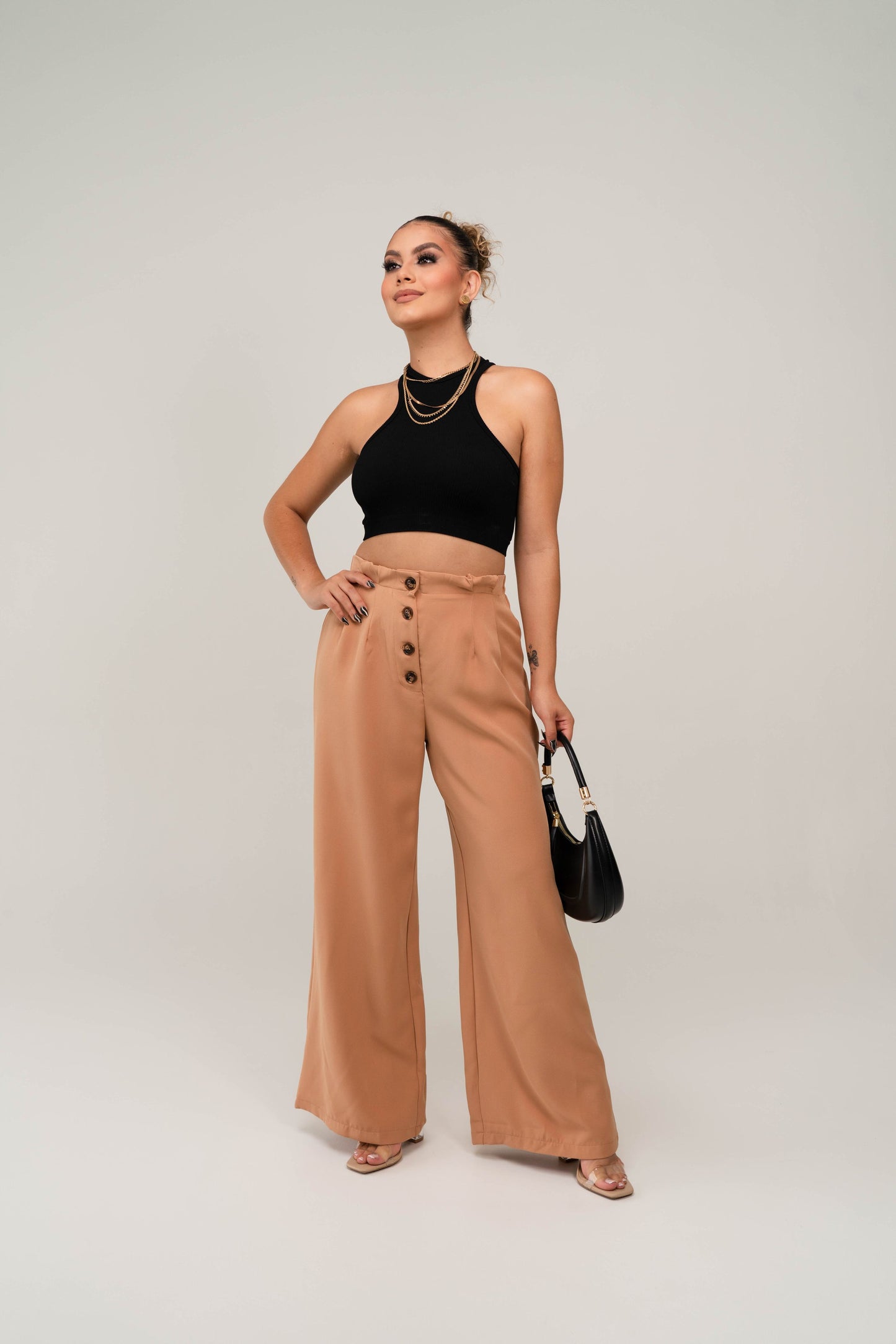 Palazzo Beige Botones Frente
