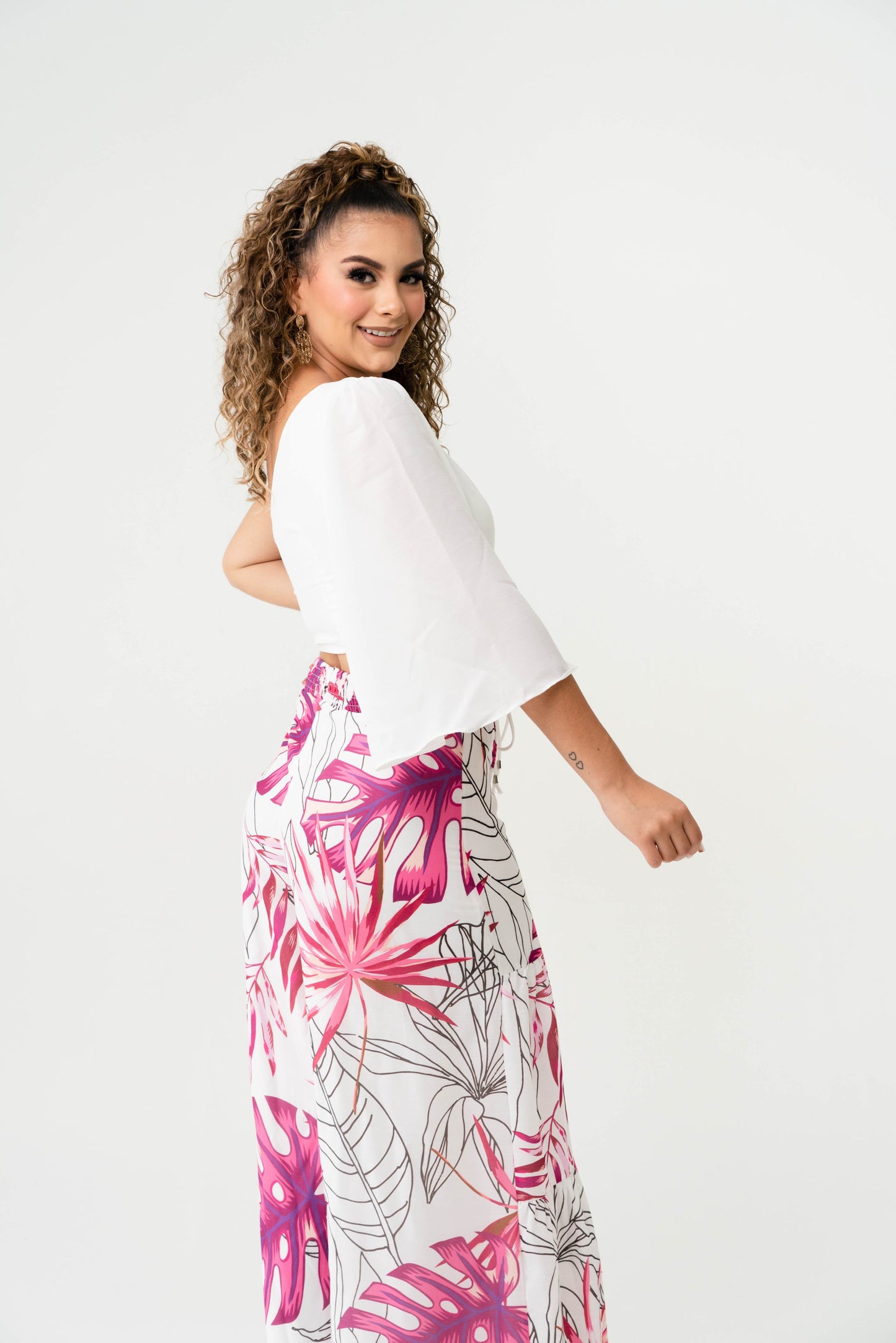 Conjunto Pantalon Hojas Fucsia