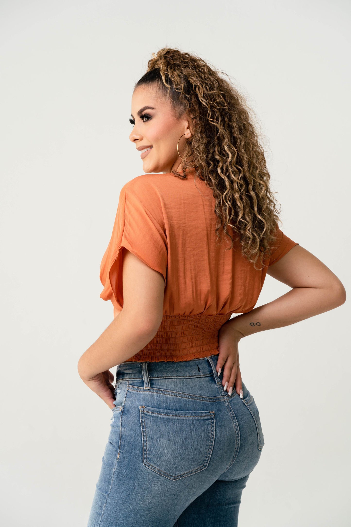 Blusa Terracota Elastico Cintura