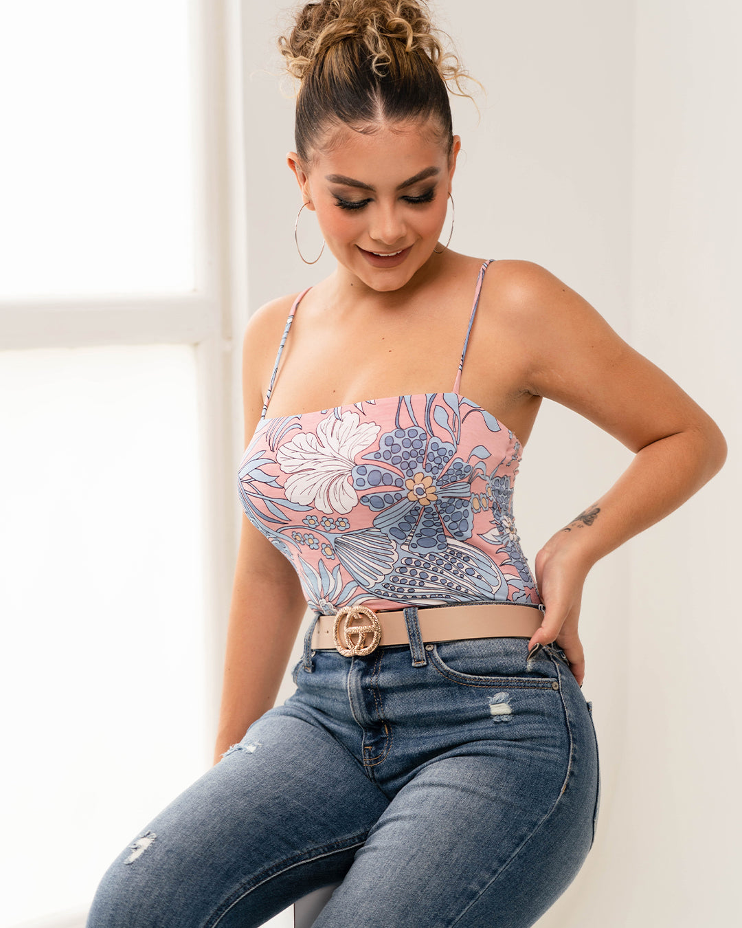 Bodysuit Celeste Floreado Tirantes
