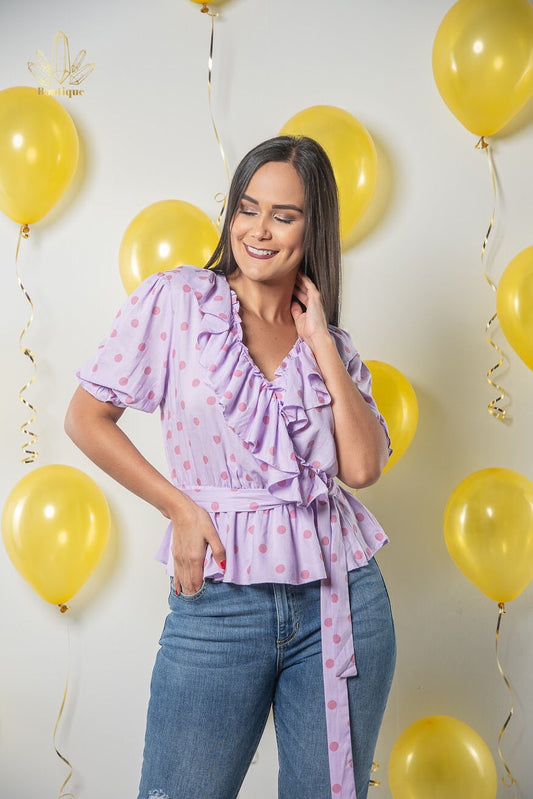 Blusa Lavanda Puntos