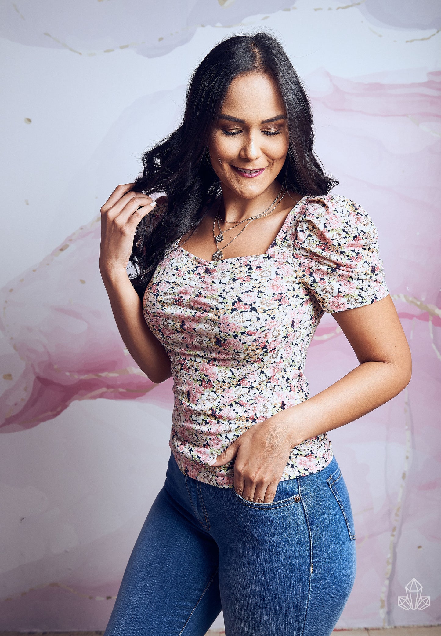 Blusa Floreada Manga Corta