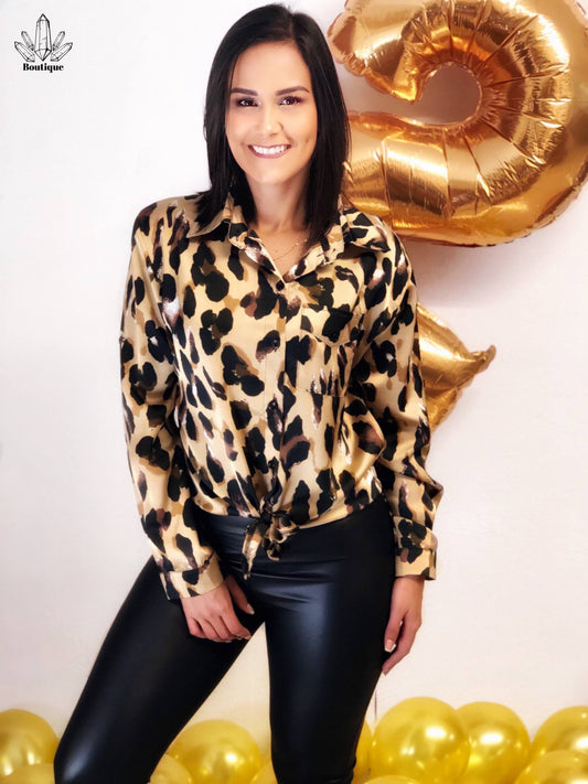 Blusa Leopardo Manga Larga