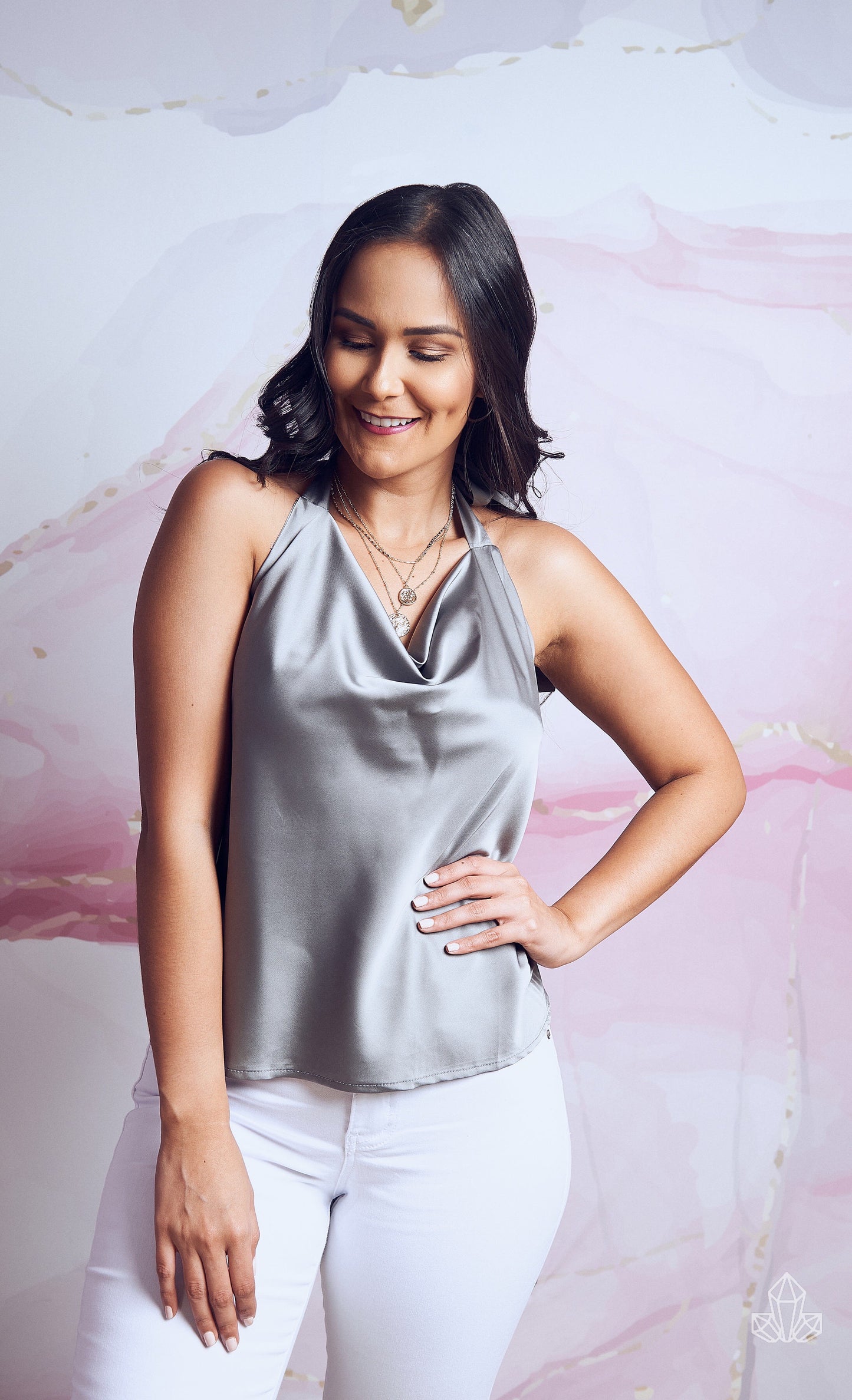 Blusa Gris Amarrar Cuello