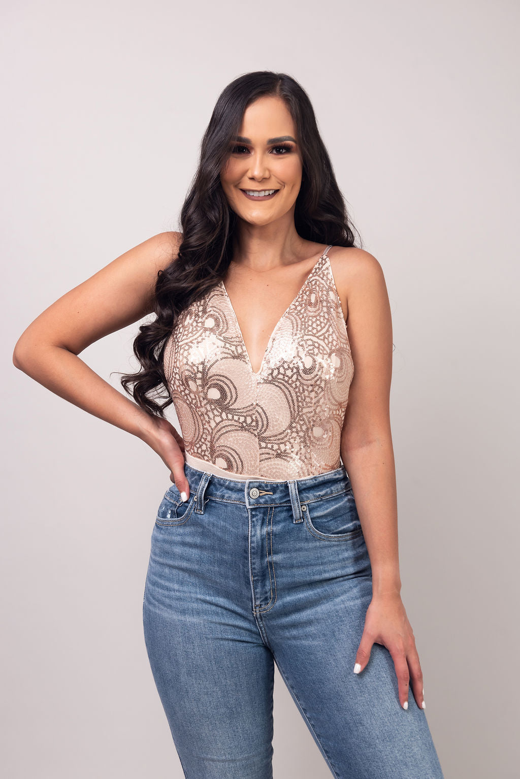 Bodysuit Rosa Lentejuelas Tirantes