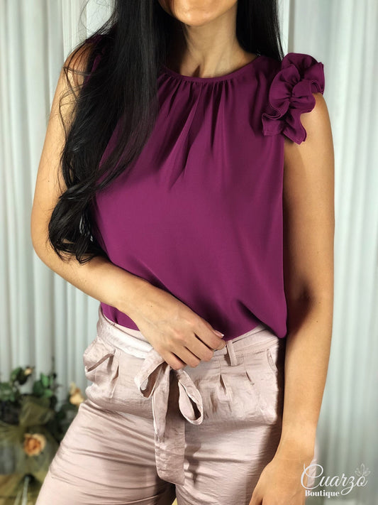 Blusa Purpura Detalle Hombros