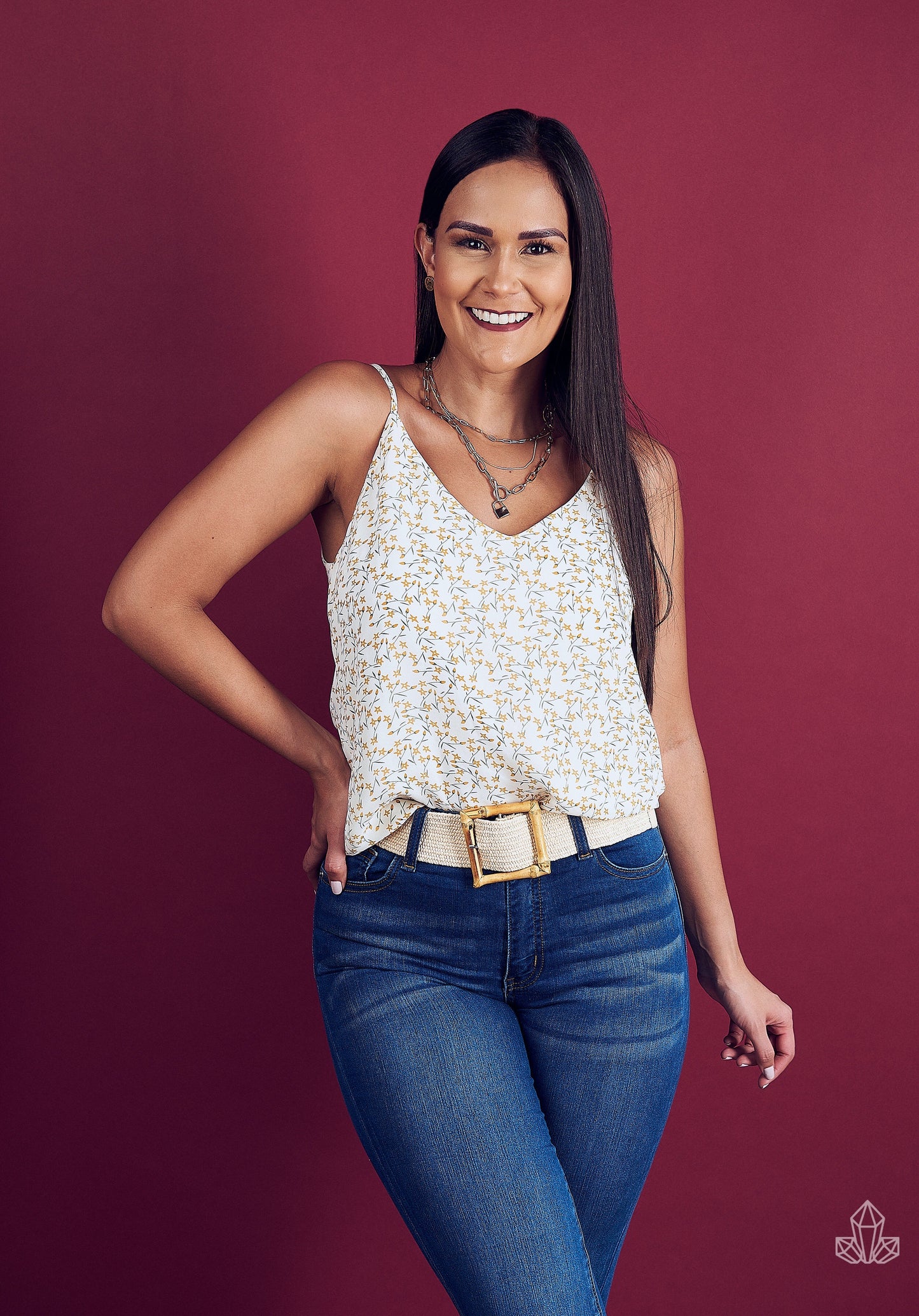 Blusa Beige Flores Amarillas Cruzada Espalda