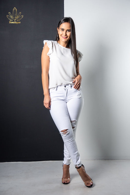 Pantalon Blanco Huecos