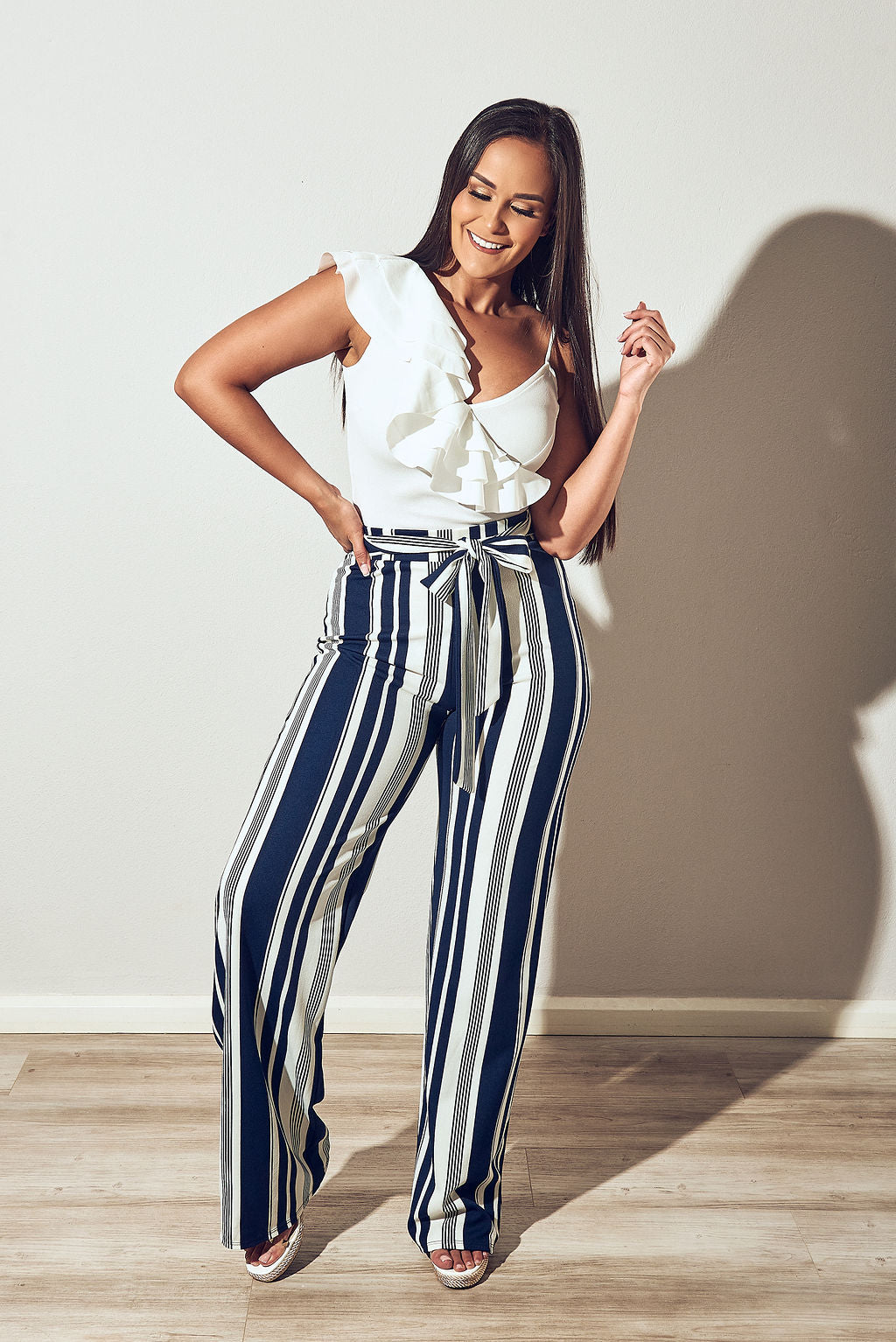Pantalon Azul Rayas Blancas